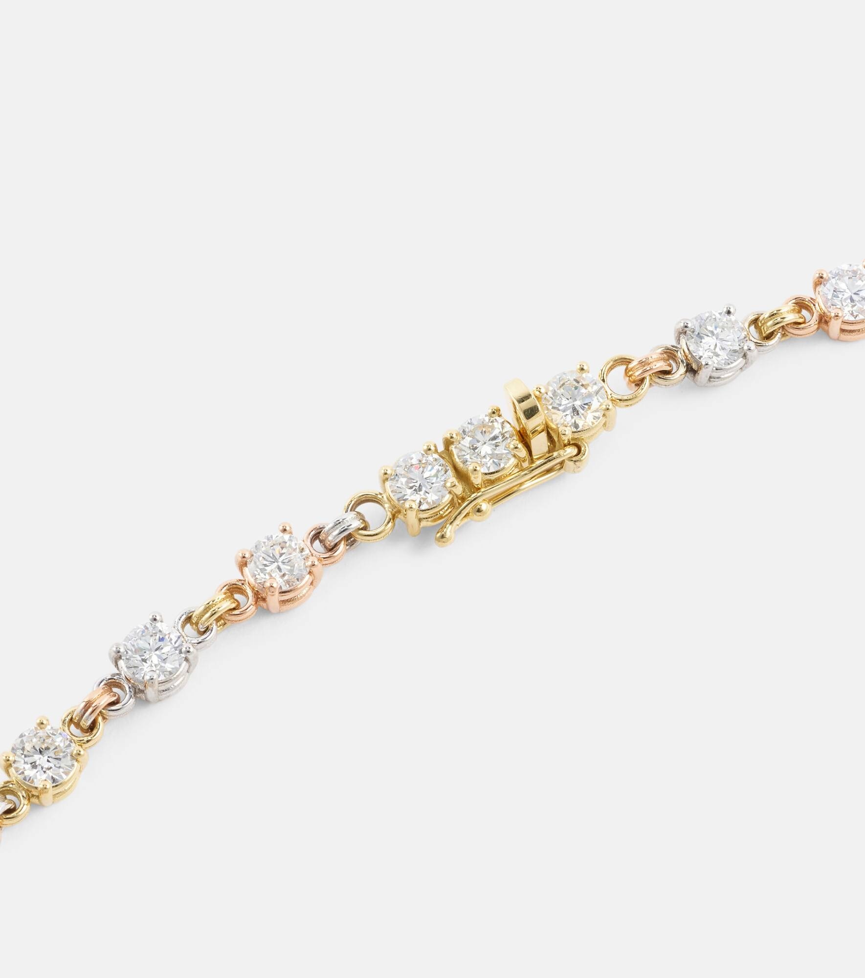 Aysa 18kt yellow, rose, and white gold tennis bracelet with diamonds - 4