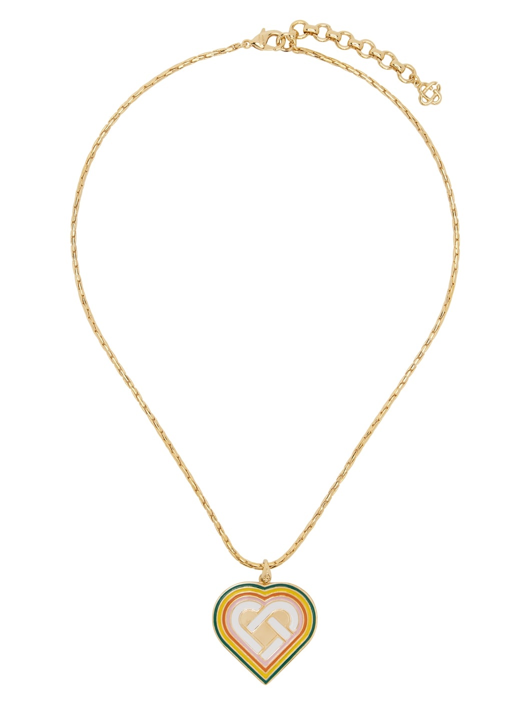 Gold Heart Monogram Medallion Necklace - 1