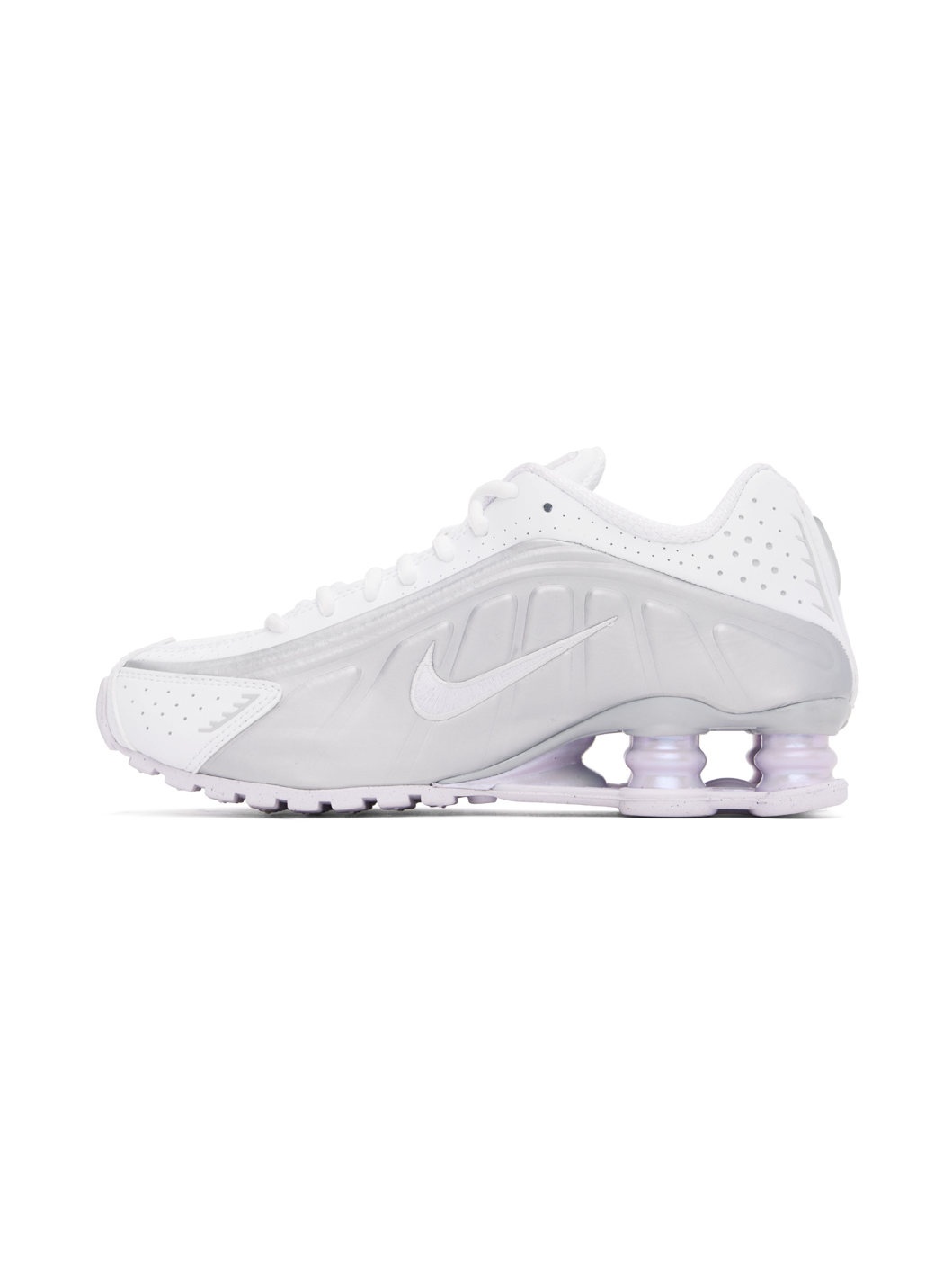 White & Silver Shox R4 Sneakers - 3