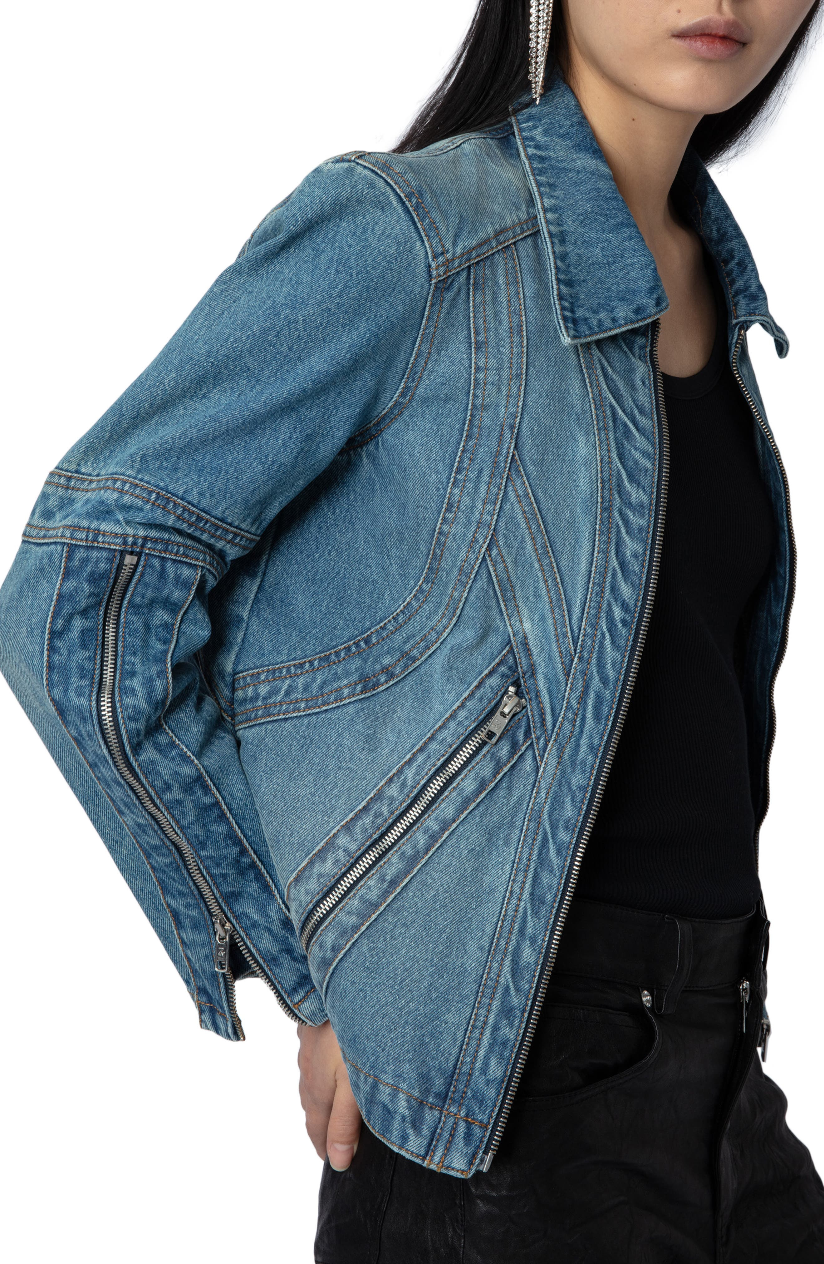 Zadig & Voltaire Bons Cotton Denim Jacket in Light Blue at Nordstrom - 4