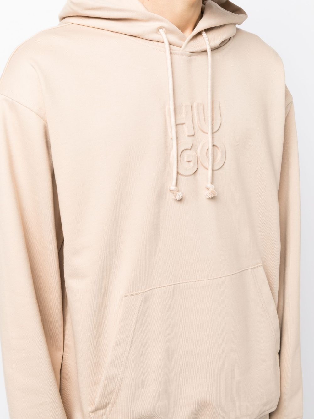 logo-embossed drawstring cotton hoodie - 5