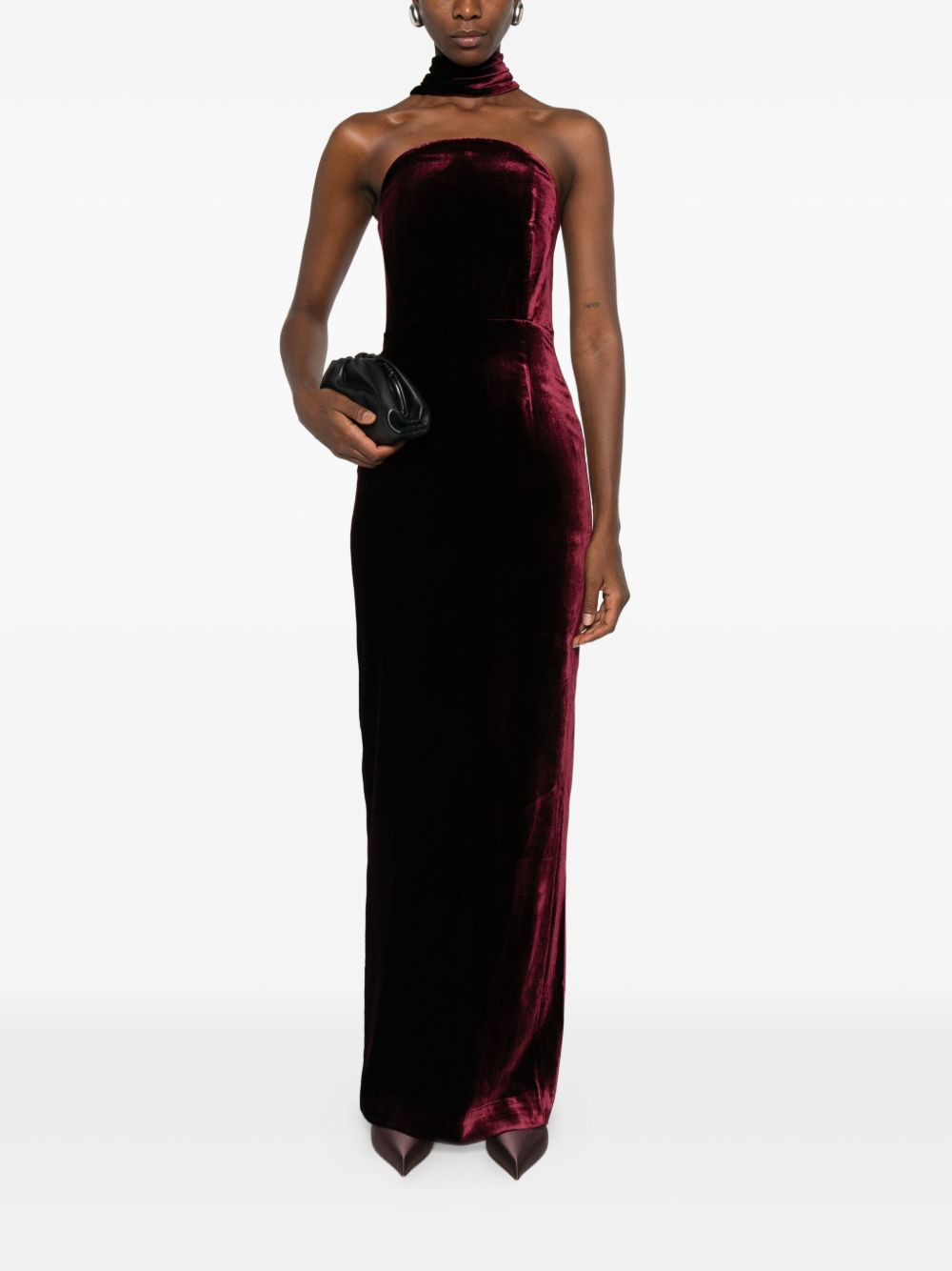 halter-neck velvet dress - 2