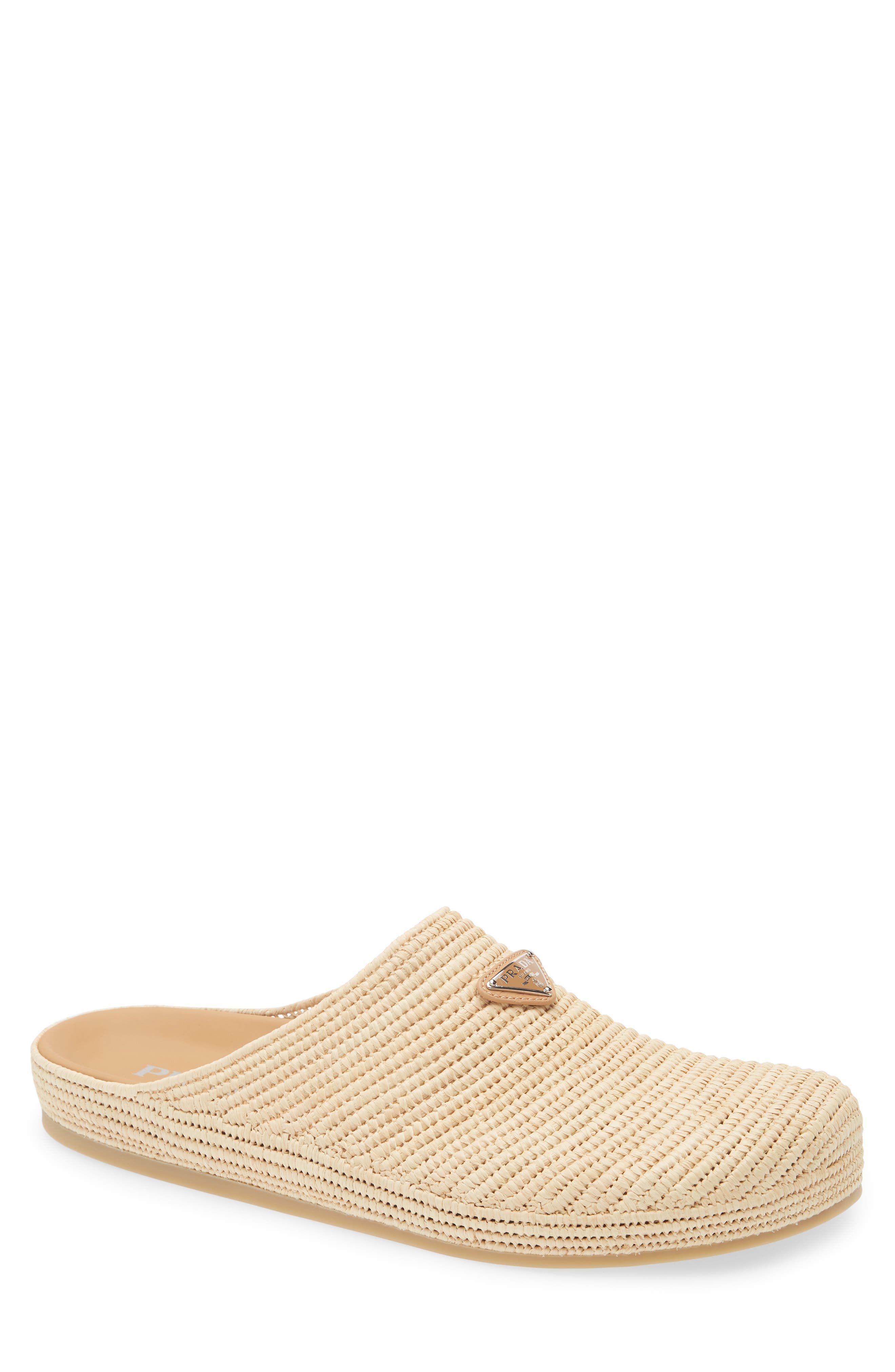 Prada Crocheted Raffia Mule in Naturale at Nordstrom - 1