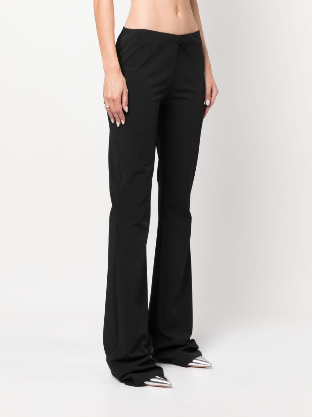 flared bow-detail trousers - 3