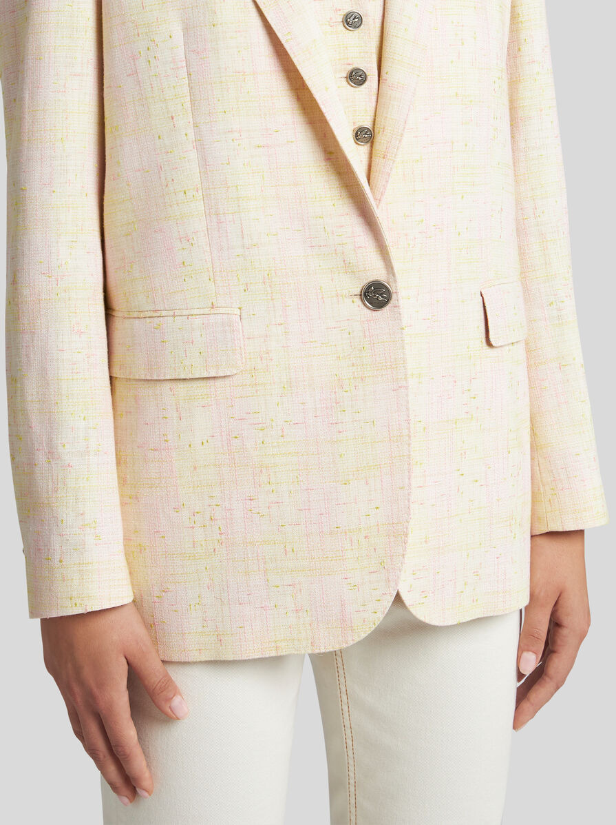 LONG CHECK JACKET WITH PEGASO BUTTONS - 2