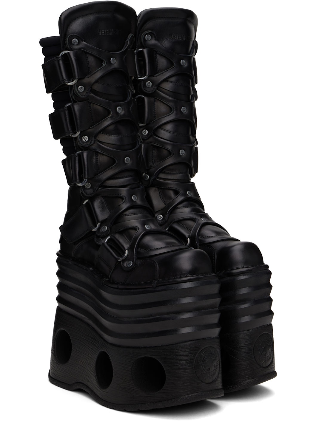 Black New Rock Edition Platform Tower Boots - 4