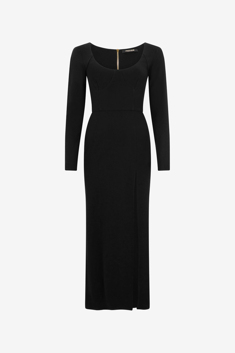Black Midi Dress With Slit 1