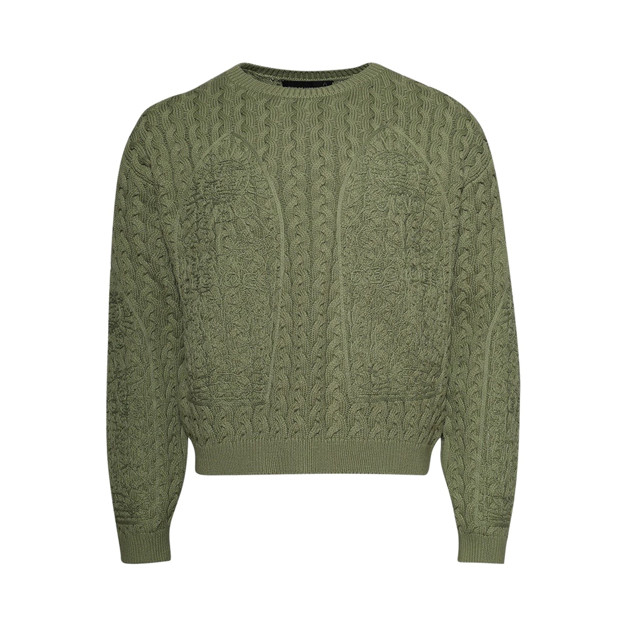 Who Decides War Lagoon Cable Knit Sweater 'Olive' - 1