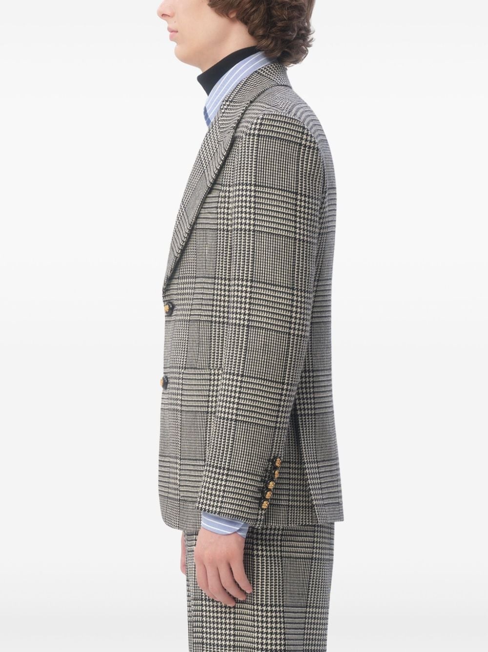plaid check suit jacket - 4