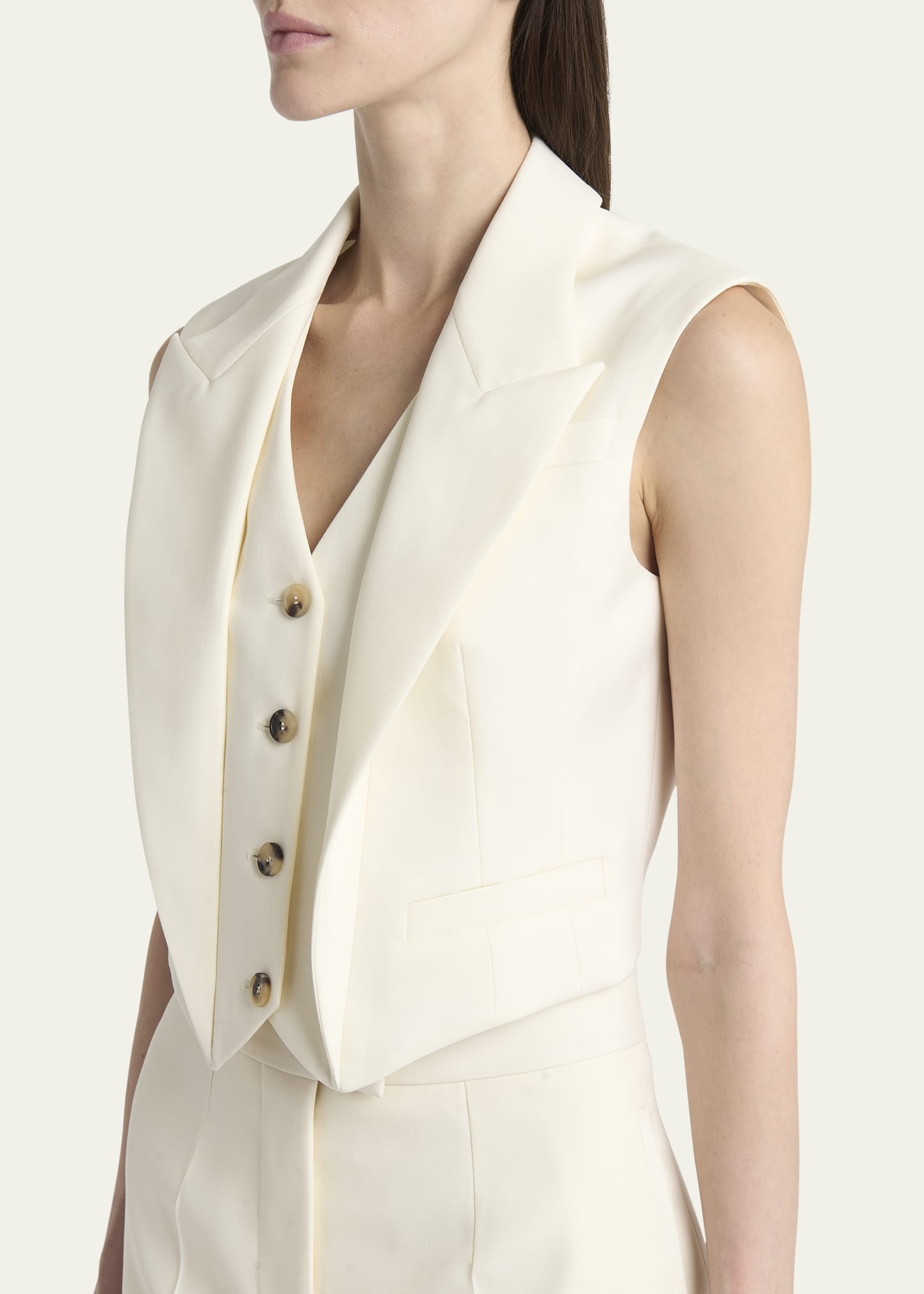 Upturned Lapel Crop Vest - 5