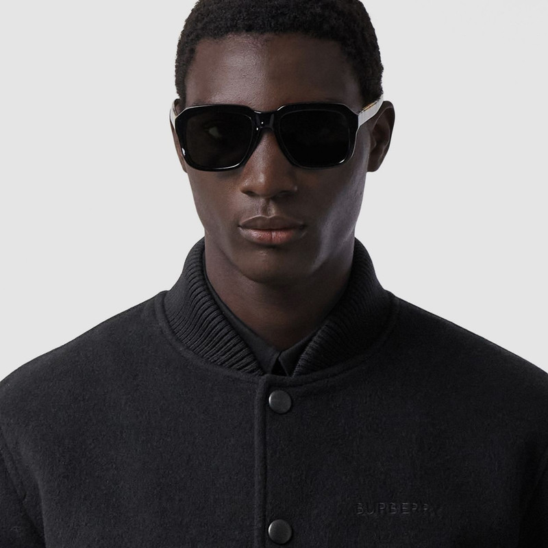 Check Detail Bio-acetate Square Frame Sunglasses 3