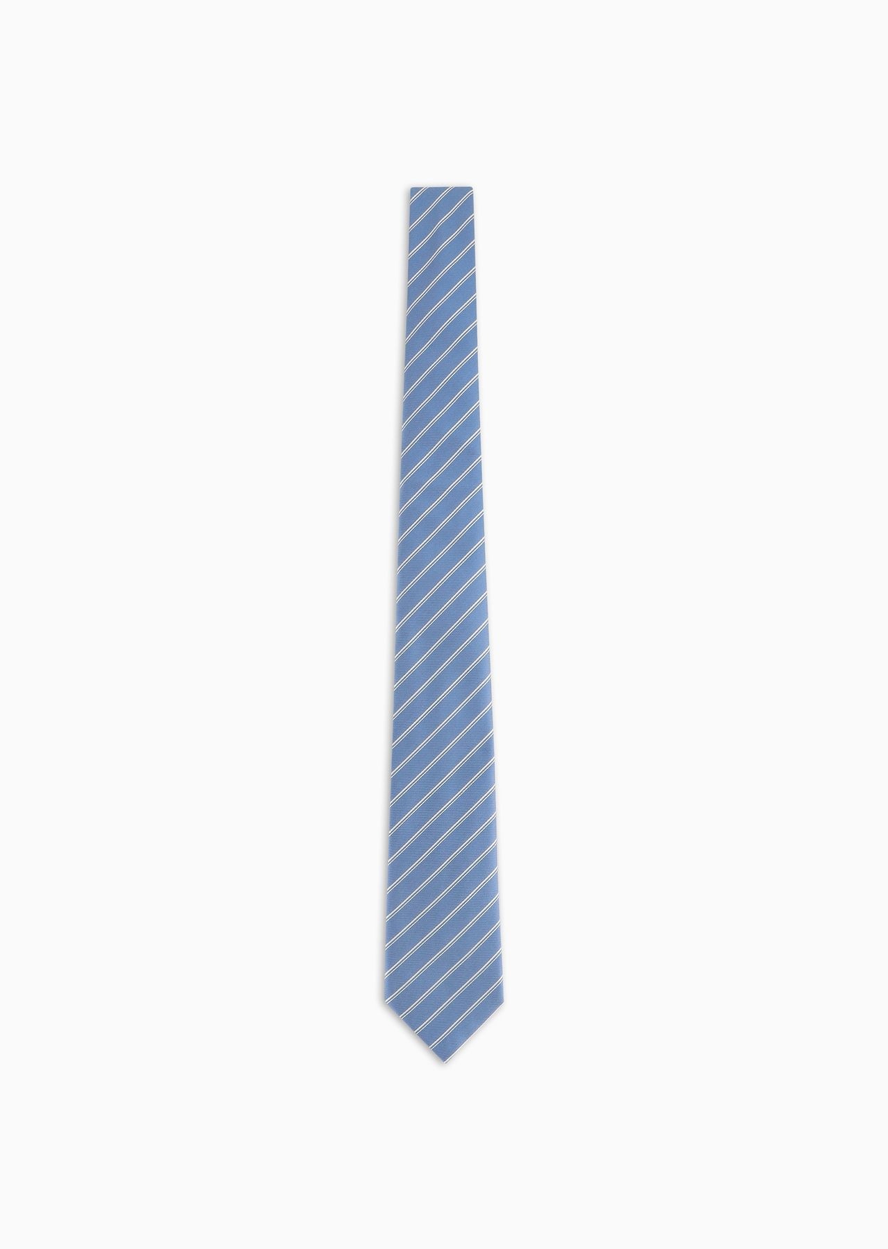 Pure silk tie with jacquard double stripes - 1