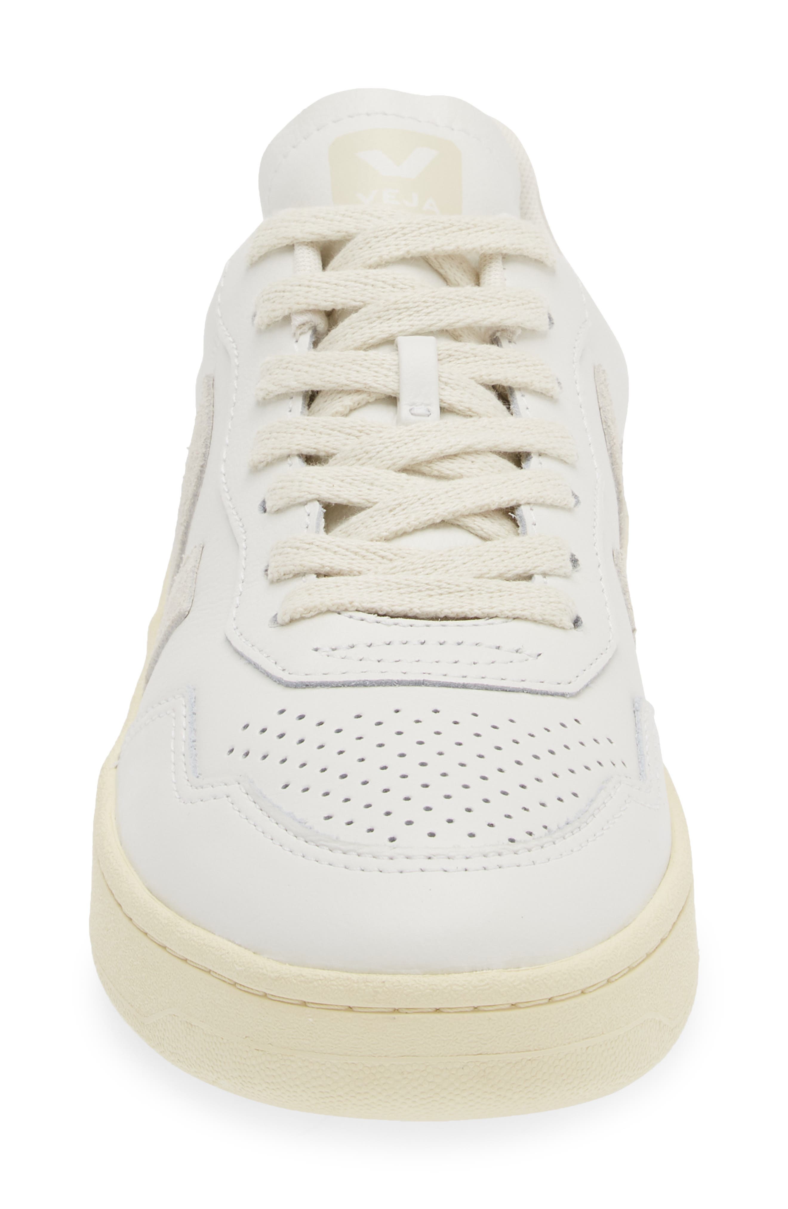 Veja V-90 Leather Sneaker in Extra-White/Natural at Nordstrom - 4