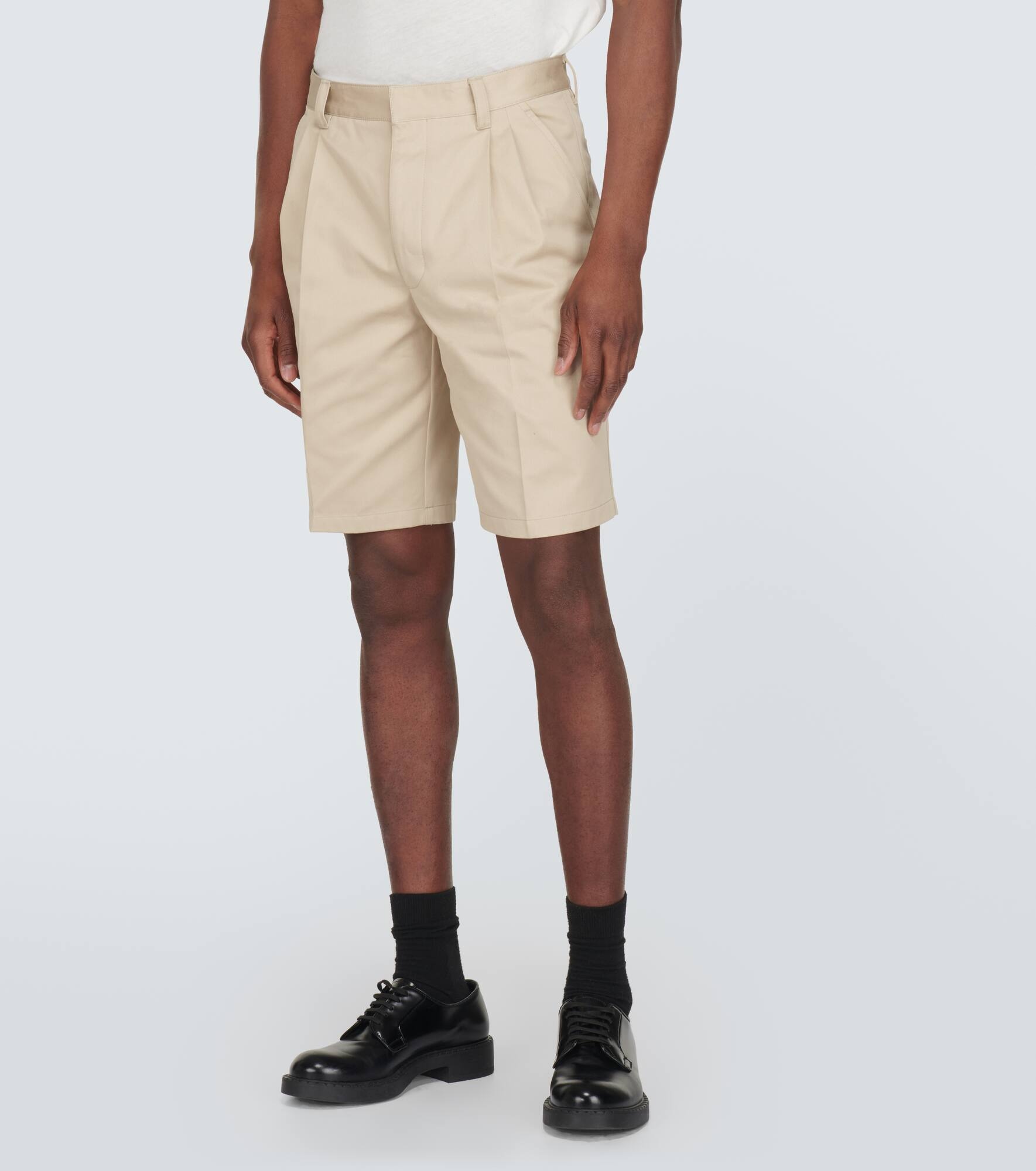 Pleated cotton Bermuda shorts - 3