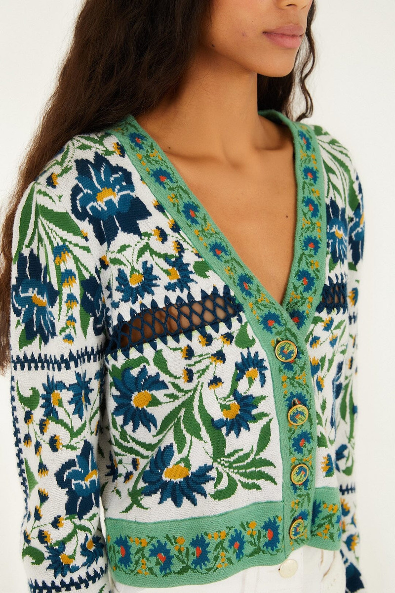 FARM RIO Off-White Manoela Buttoned Knit Cardigan outlook