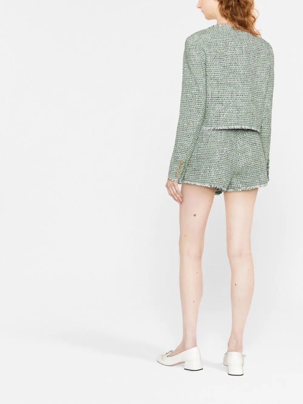 tweed scoop-neck jacket - 4