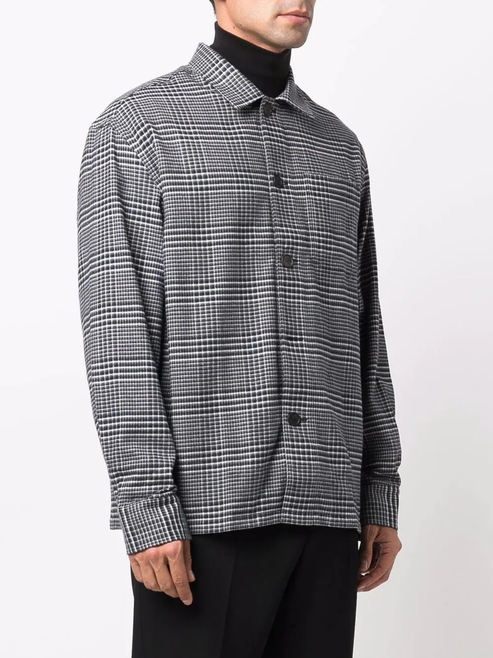 houndstooth-pattern long-sleeved shirt - 3