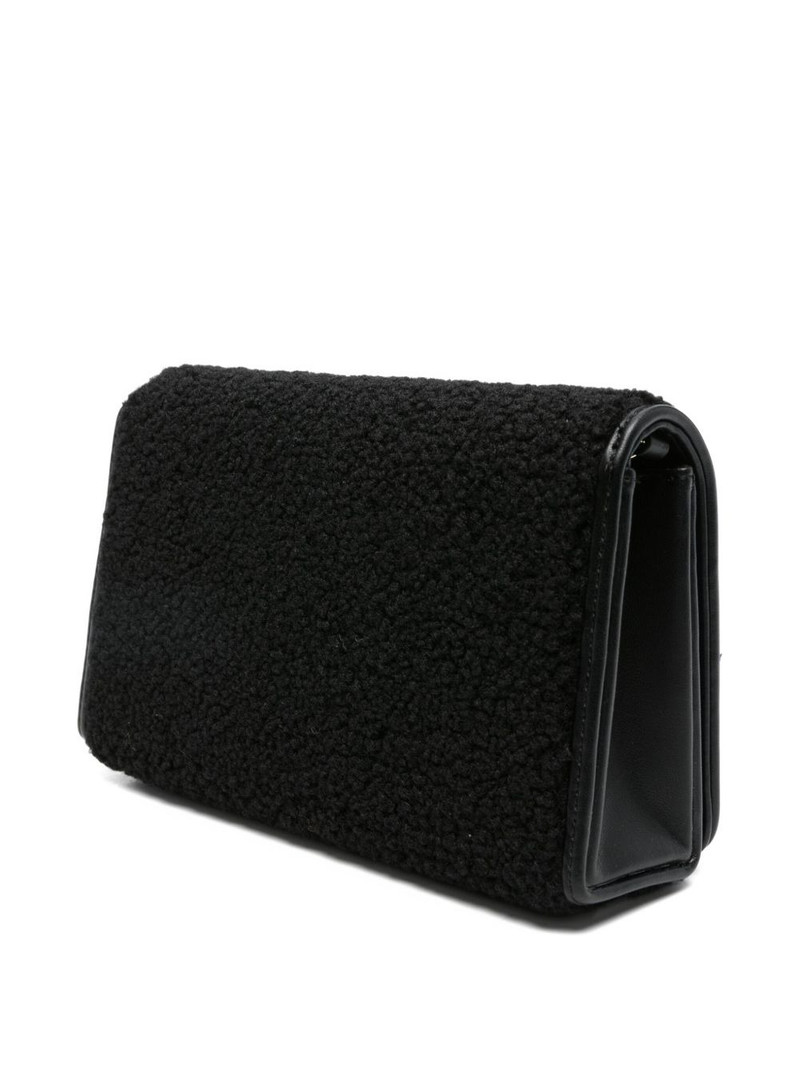 logo-plaque shearling shoulder bag 3