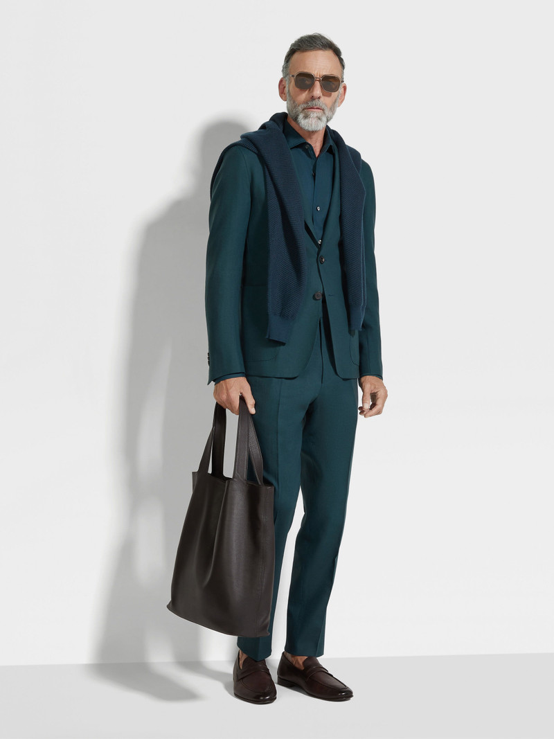 ZEGNA DARK TEAL BLUE OASI LINO SHIRT JACKET outlook