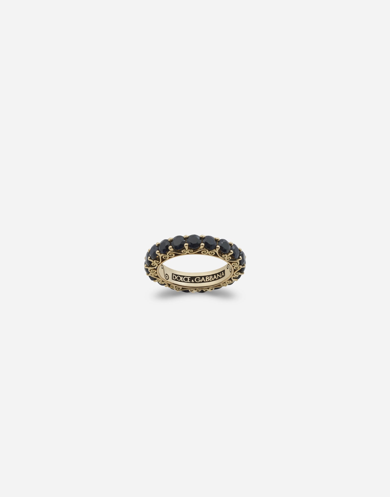 Yellow gold Family ring with black sapphires - 1