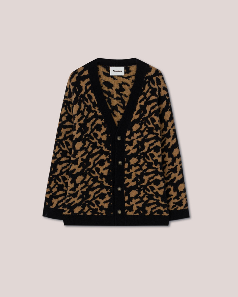 YASIN - Compact boucle cardigan - Animal jacquard 1
