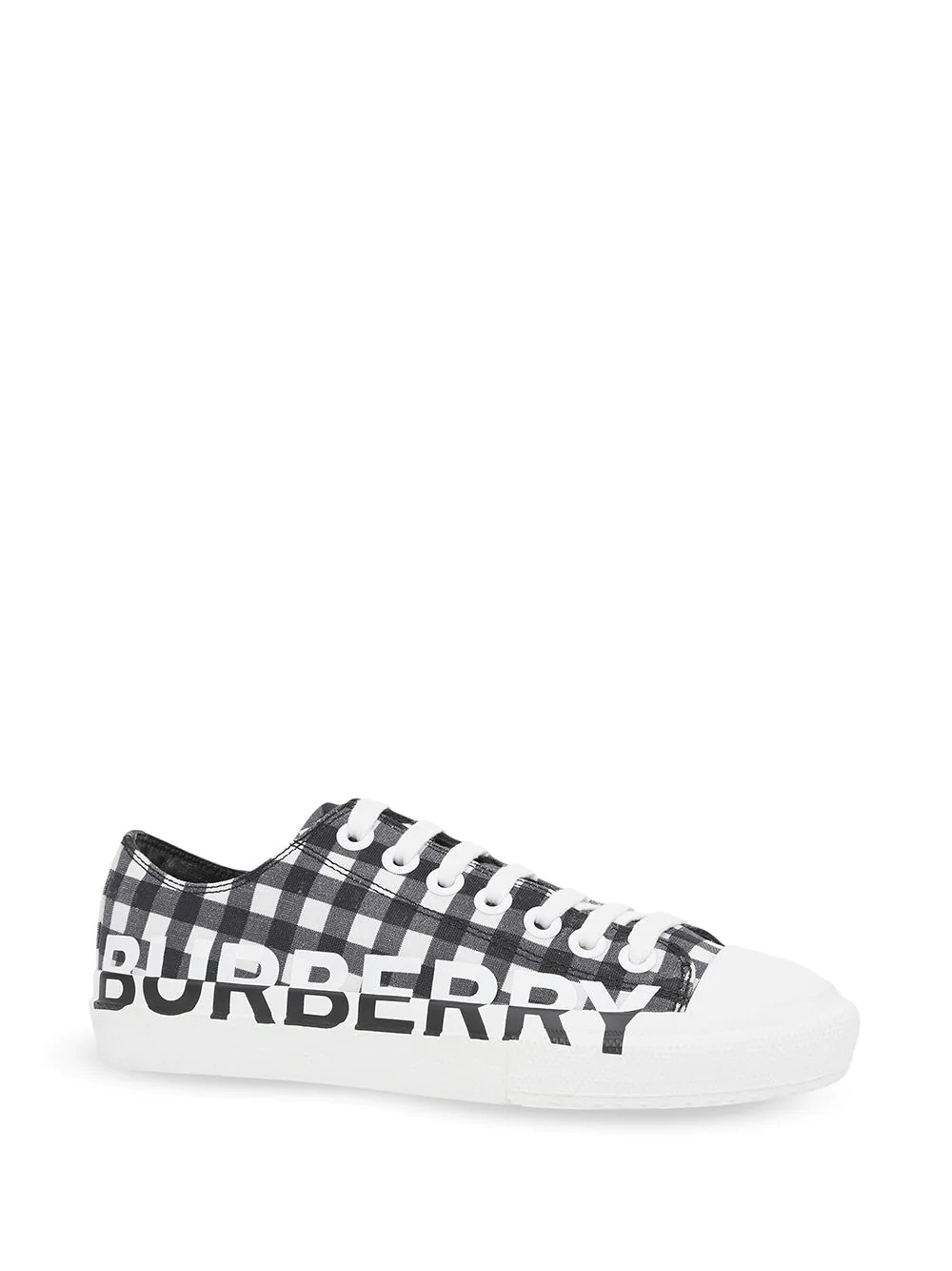 logo print gingham sneakers - 2