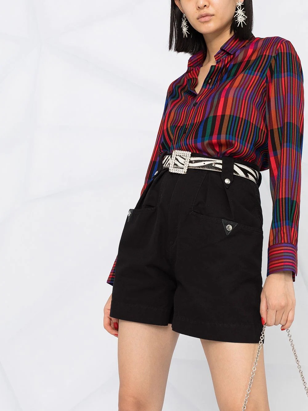 tartan check buttoned shirt - 5