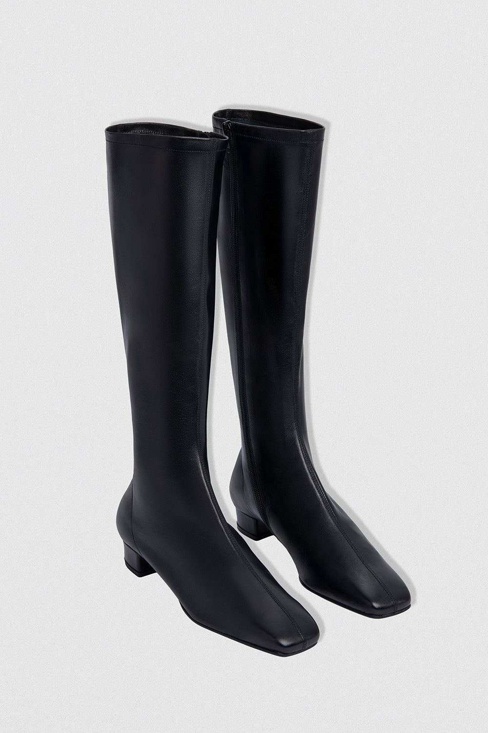 Edie Black Leather Knee-High Boot - 2
