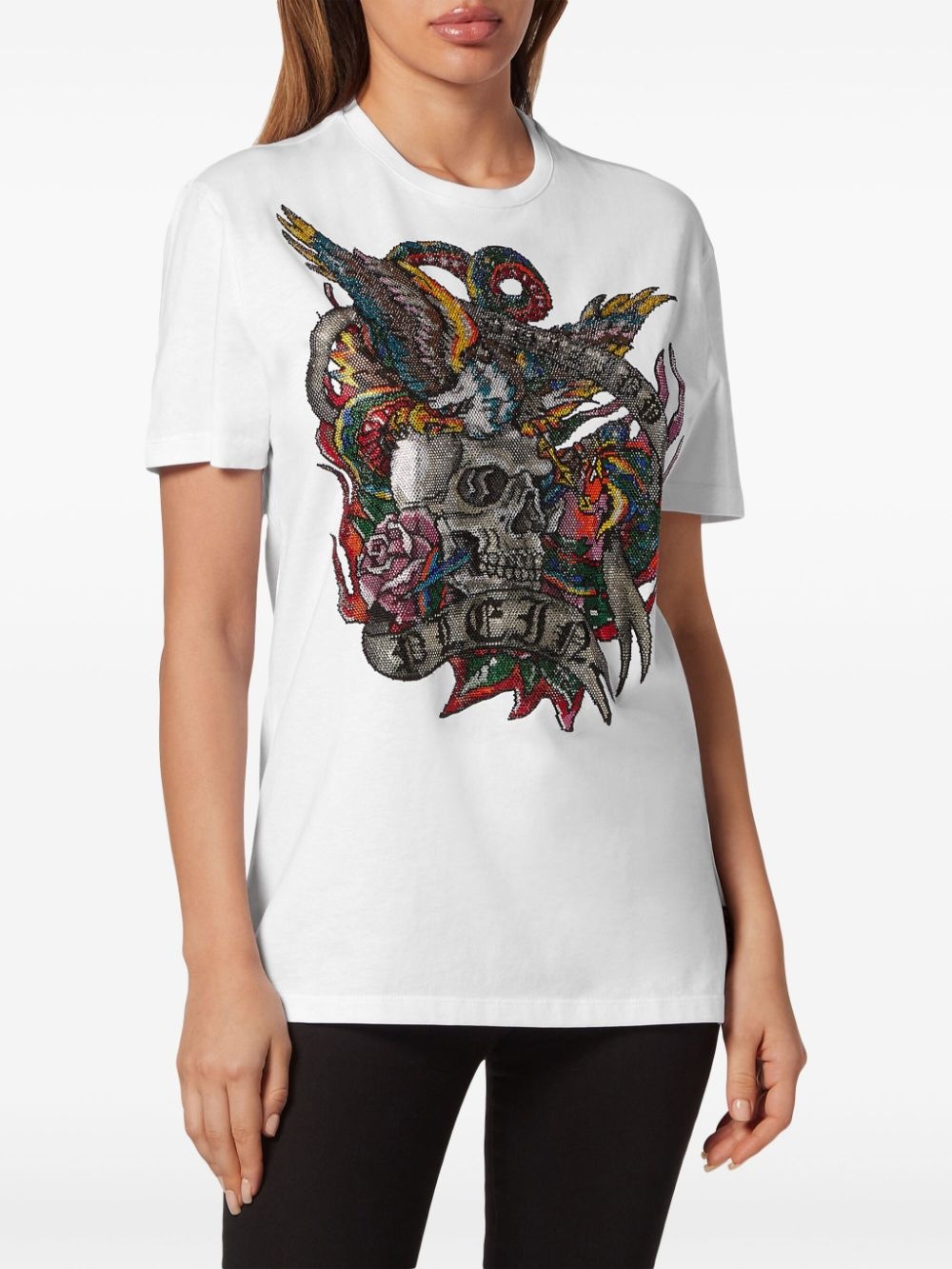 tattoo motif cotton T-shirt - 2