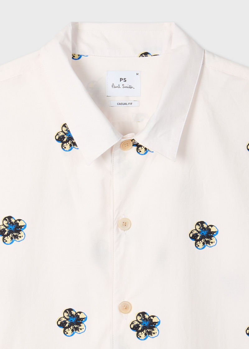 Paul Smith White 'Zine Floral' Print Cotton Shirt outlook
