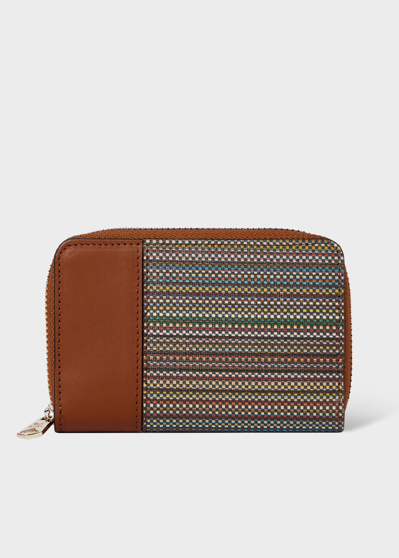 Women's 'Signature Stripe' Coated Canvas Small Zip Around Purse 1