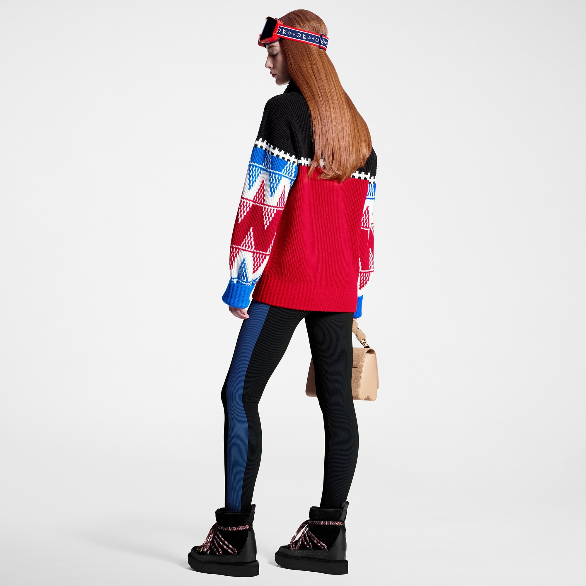 Tricolor Knit High Neck Pullover - 3
