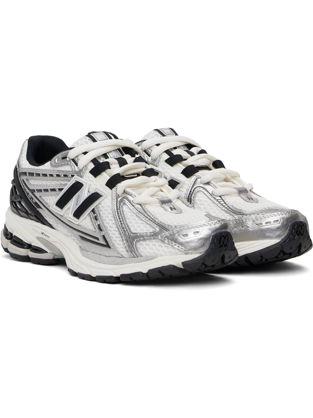 White & Silver 1906R Sneakers - 4