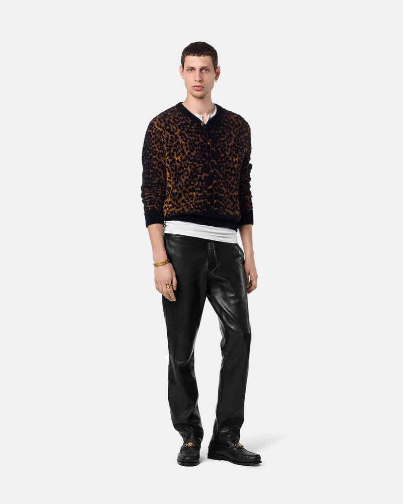 VERSACE Leopard Jacquard Chenille Knit Sweater outlook