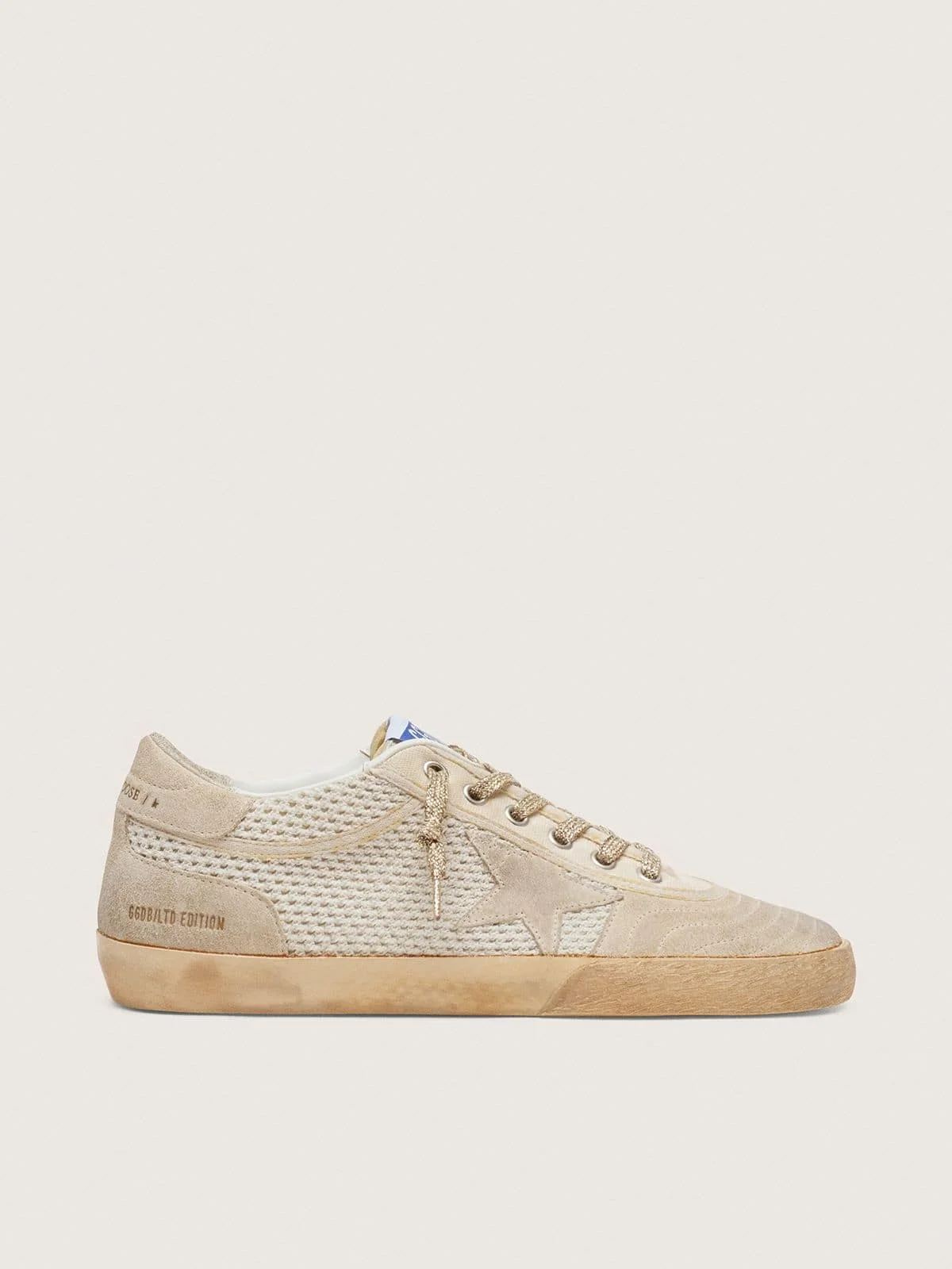 Men’s white and beige Super-Star LAB in mesh and suede - 1