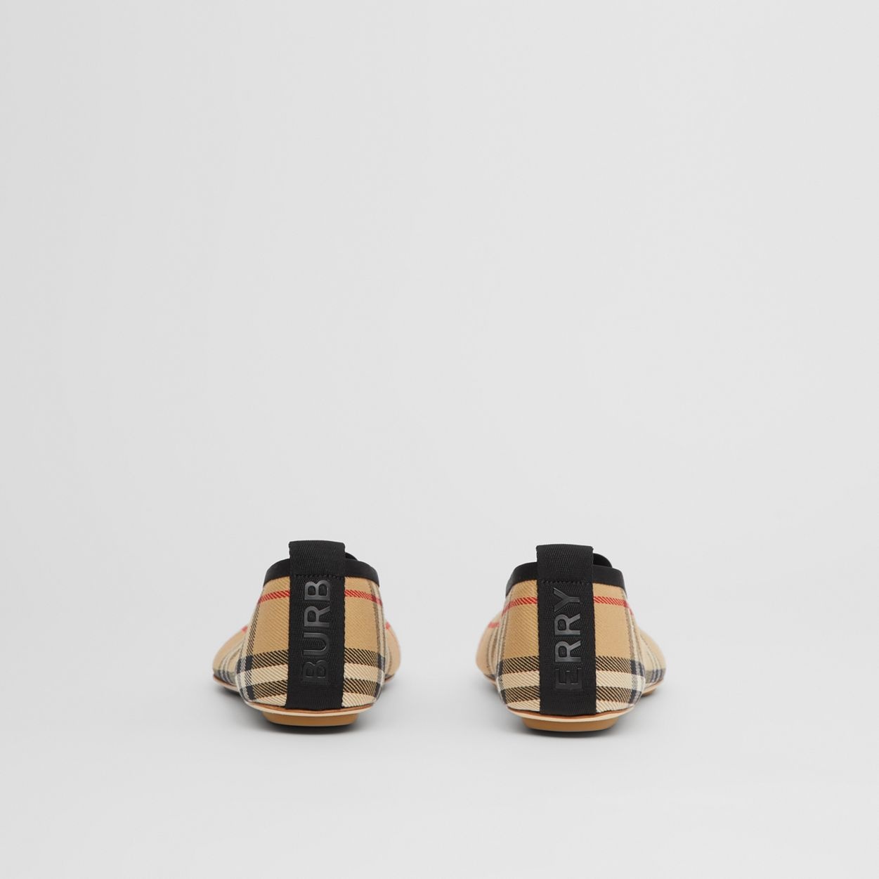 Logo Detail Vintage Check Cotton Ballerinas - 4