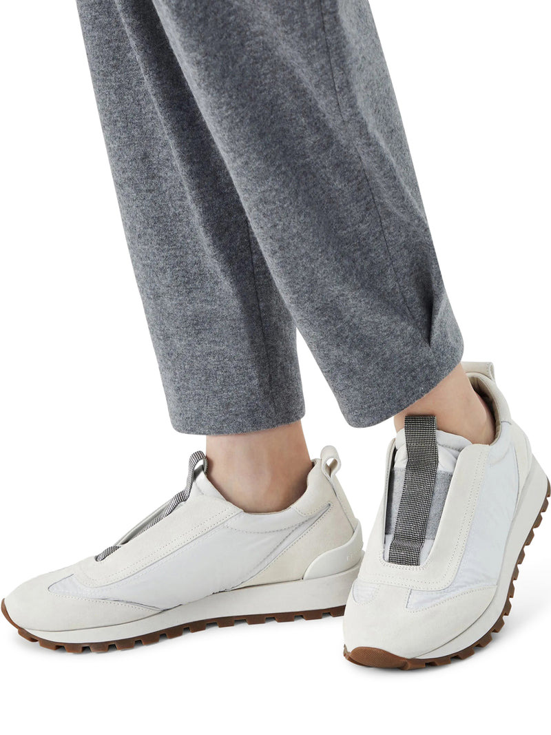 Brunello Cucinelli Women Slip On Sneakers In Leather And Fabric - 2