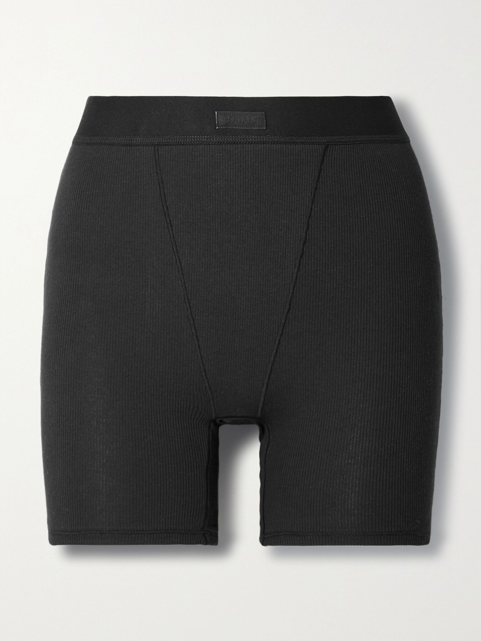 Cotton Collection ribbed cotton-blend jersey boxer shorts - Soot Black - 1