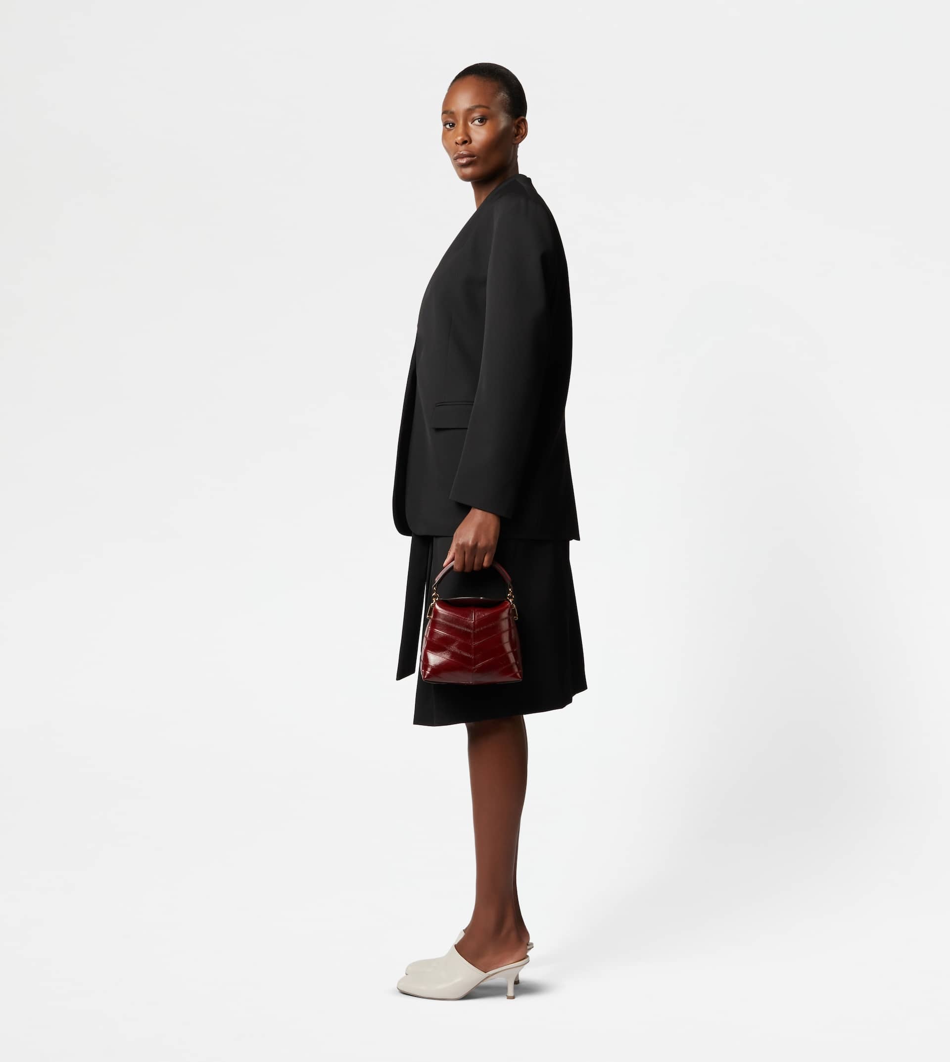 TOD'S T CASE TOTE MESSENGER BAG IN EEL LEATHER MICRO - BURGUNDY - 8
