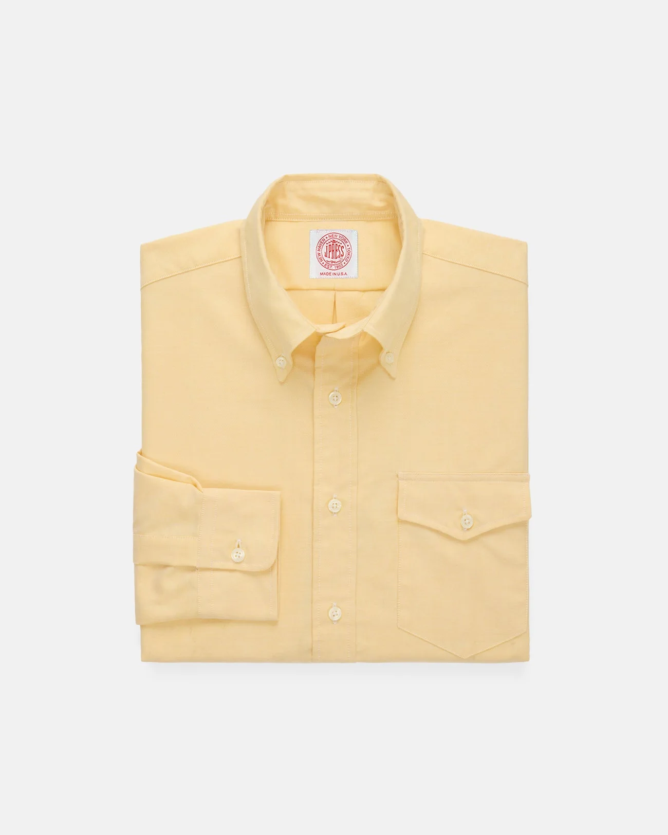 MADE-IN-USA FLAP POCKET YELLOW OXFORD CLOTH BUTTON DOWN SPORTSHIRT - CLASSIC FIT - 1