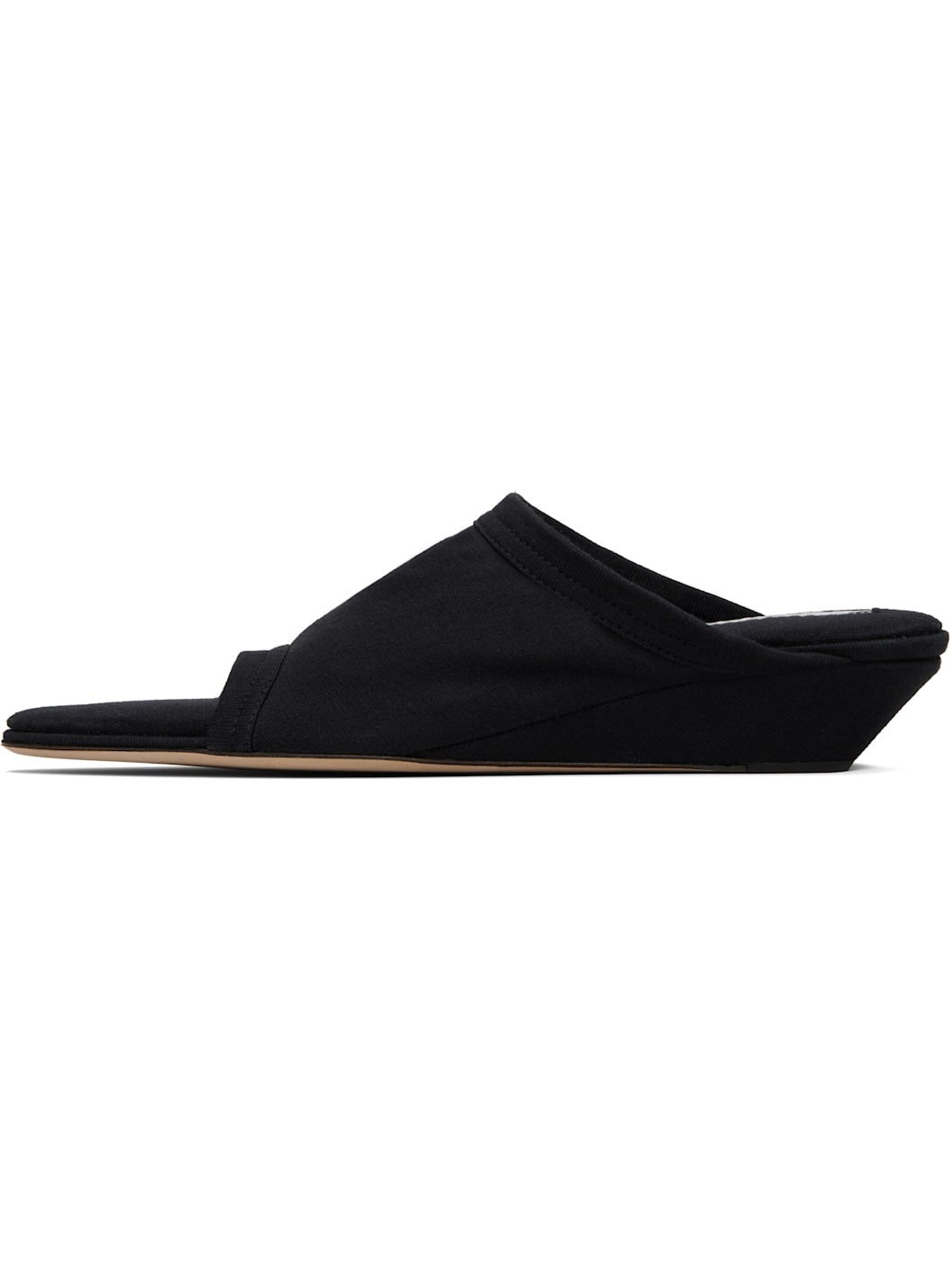 Black 25mm Stretch Flat Mules - 3