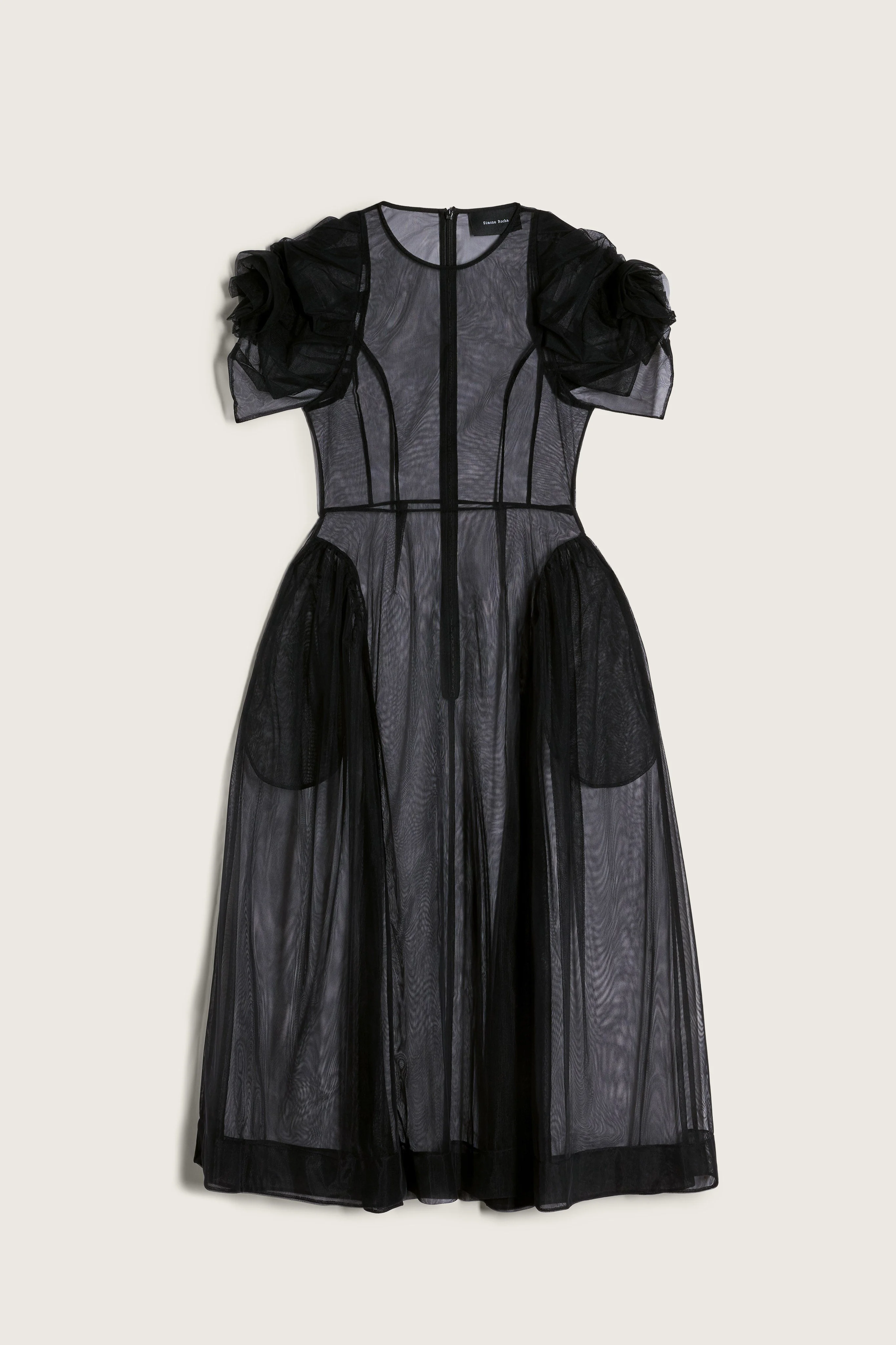 Rose Puff Sleeve Hip Dress - 1