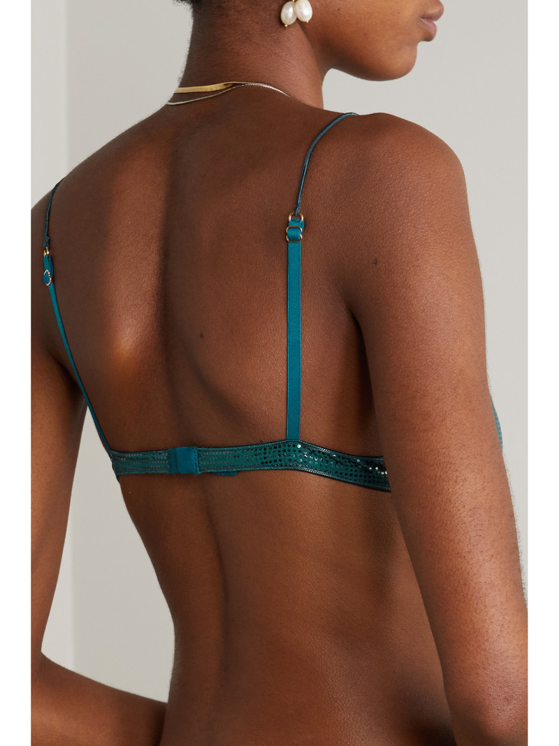 Oséree Disco Metallic Polka-dot Stretch-mesh Soft-cup Triangle Bra outlook