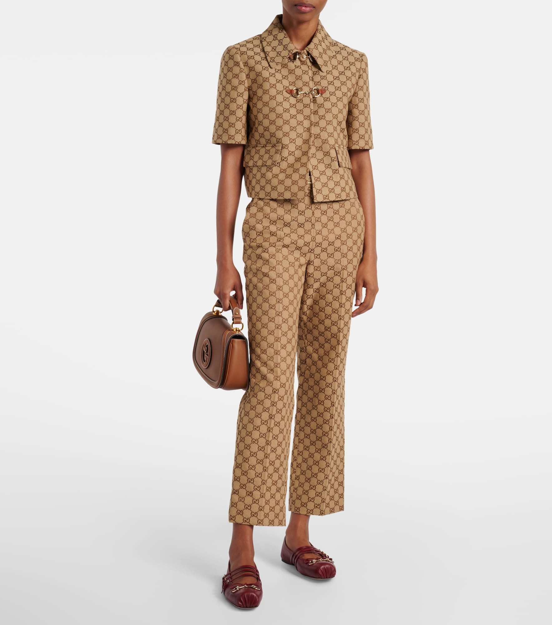 Horsebit GG Canvas cropped straight pants - 2