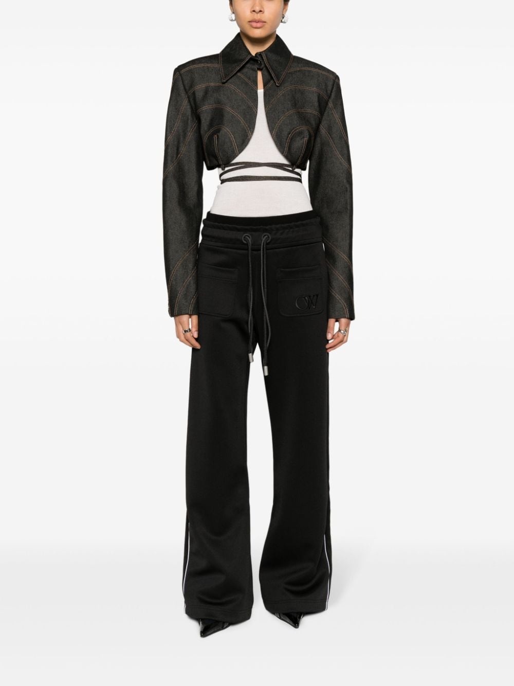 elasticated-waist cotton track pants - 2
