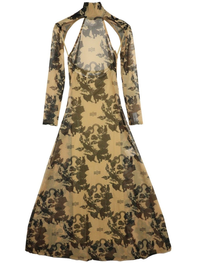 floral-print cut-out dress 1
