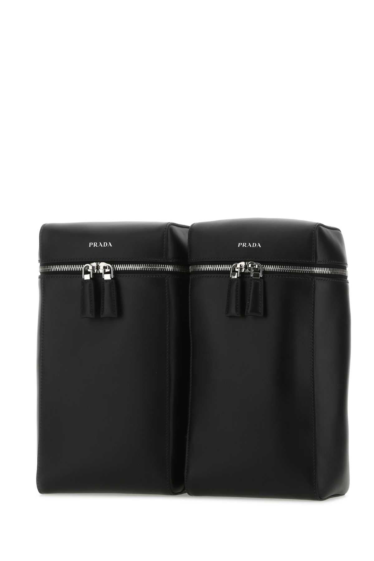 Prada Men Black Leather Backpack - 2