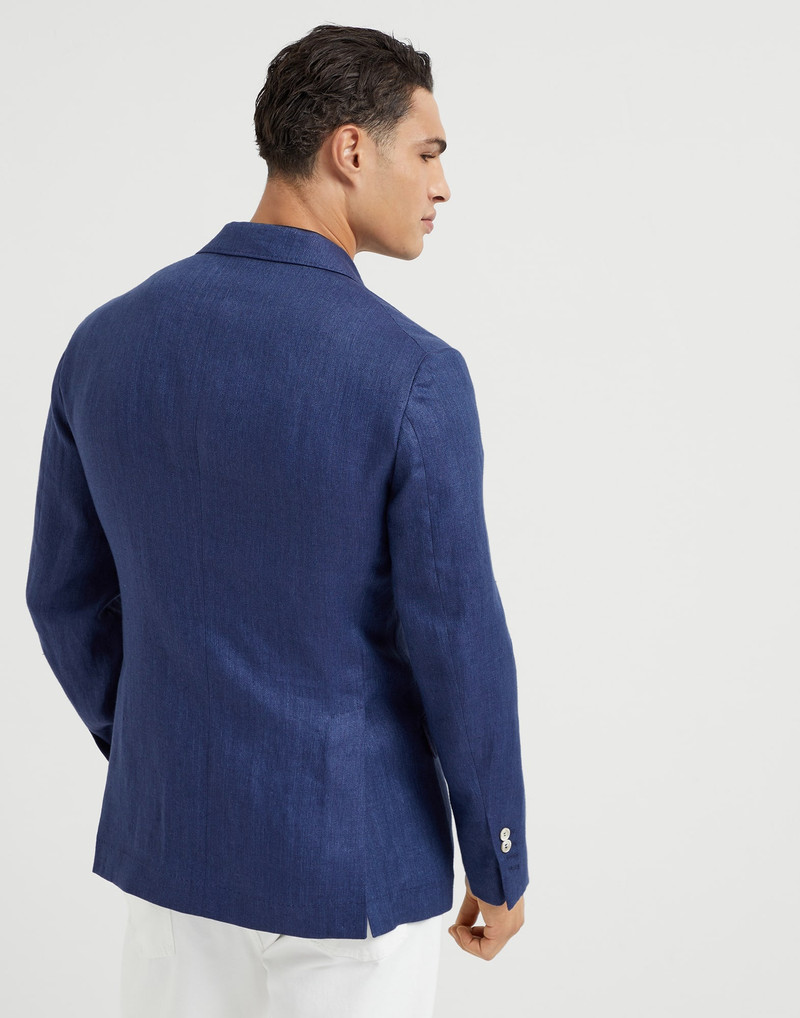 Brunello Cucinelli Linen chevron deconstructed Cavallo blazer outlook
