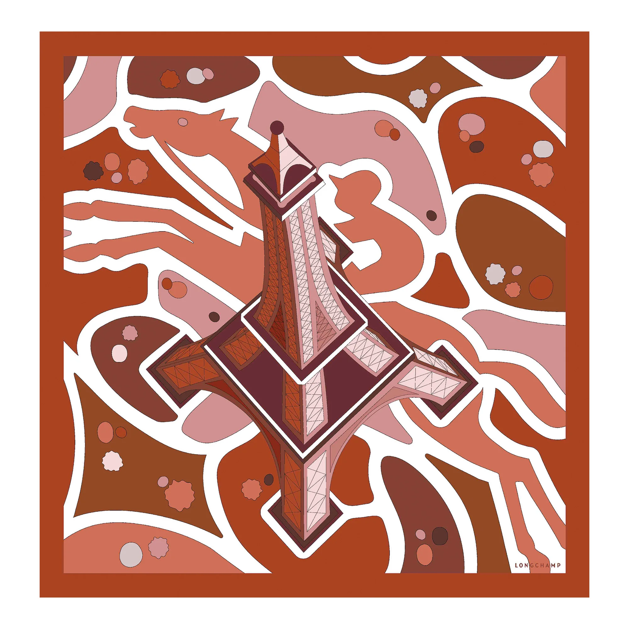 Equestrian Tower Silk scarf 70 Marmalade - Silk - 1