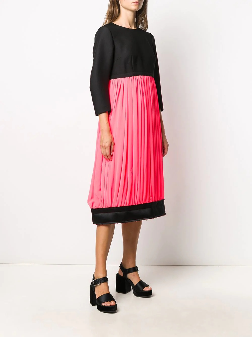 pleated contrast dress  - 3